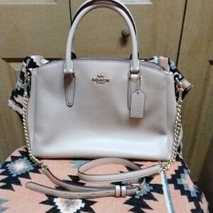 Coach Beige "Sage" Leather Carry All Satchel